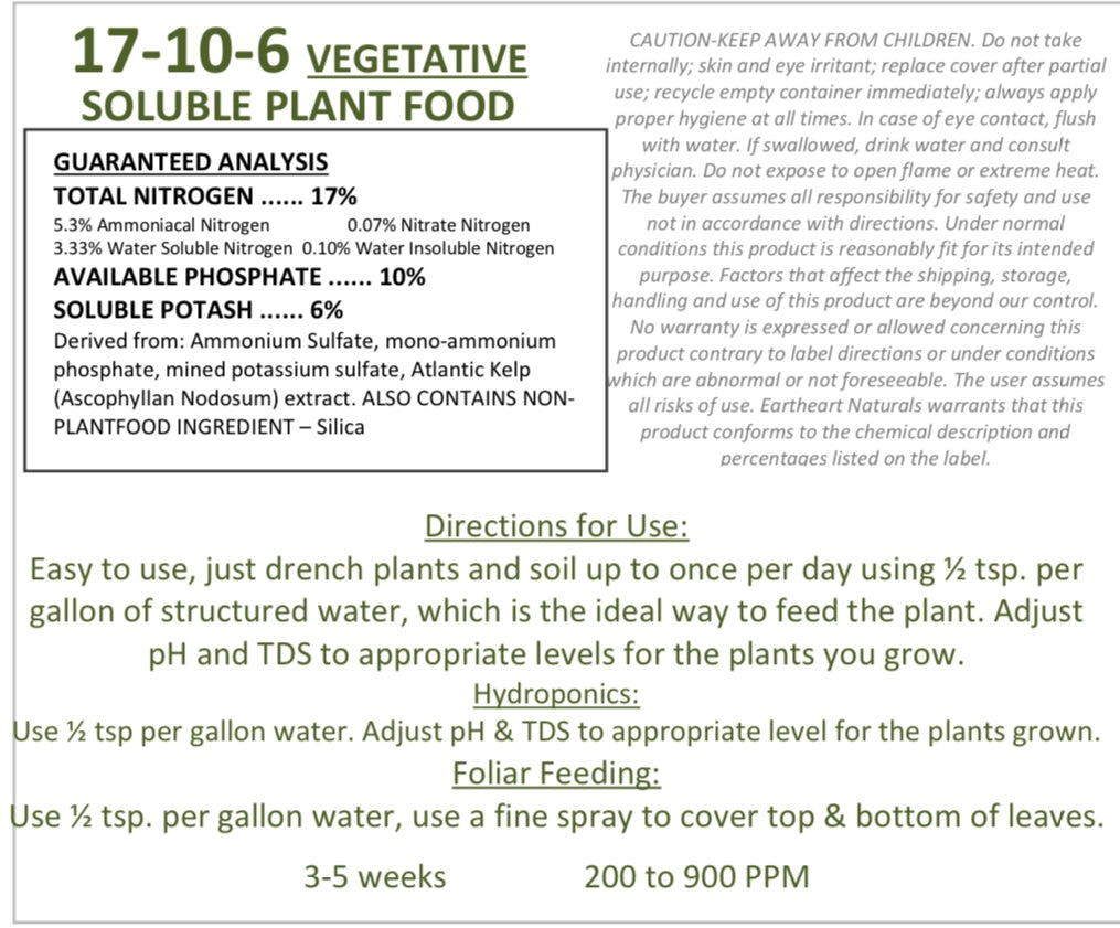 Phase 1 Vegetative nutrient 1/3 pound bag/makes 60 gallons